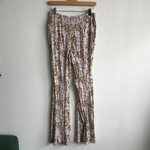 Free People 'Can't Take My Eyes Off' Tea Combo Floral Bell Bottom Flare Pants XS